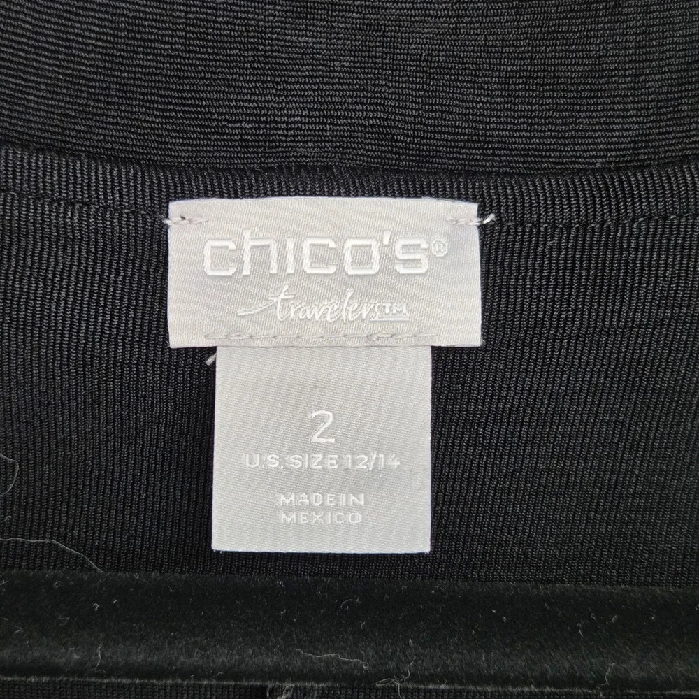 Chico's Womens 2 (14/16) Traveler Jumpsuit Black Sleeveless Wide Leg Wrap Belted